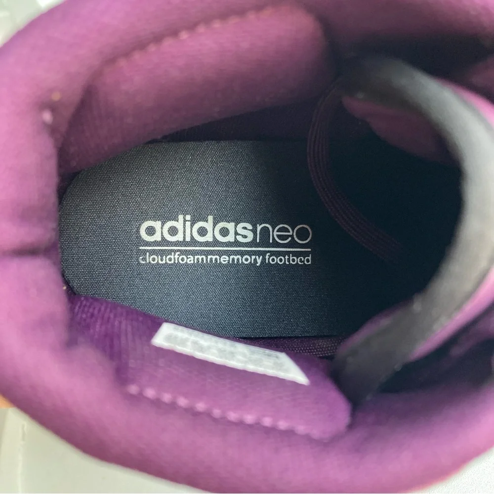 Adidas Neo Cloudfoam Deep Purple High Top Sneaker Womens 8 Shoe - Picture 14 of 15